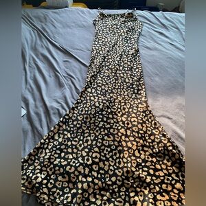 Forever 21 Black and Tan Animal Print Maxi Dress
